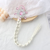 Cute Wigs Ponytail for Kids Girl Candy Color Cartoon Unicorn Butterfly Bow Ponytail Hair Ornament Rubber Bands Headwear Braid - NTKSTORE